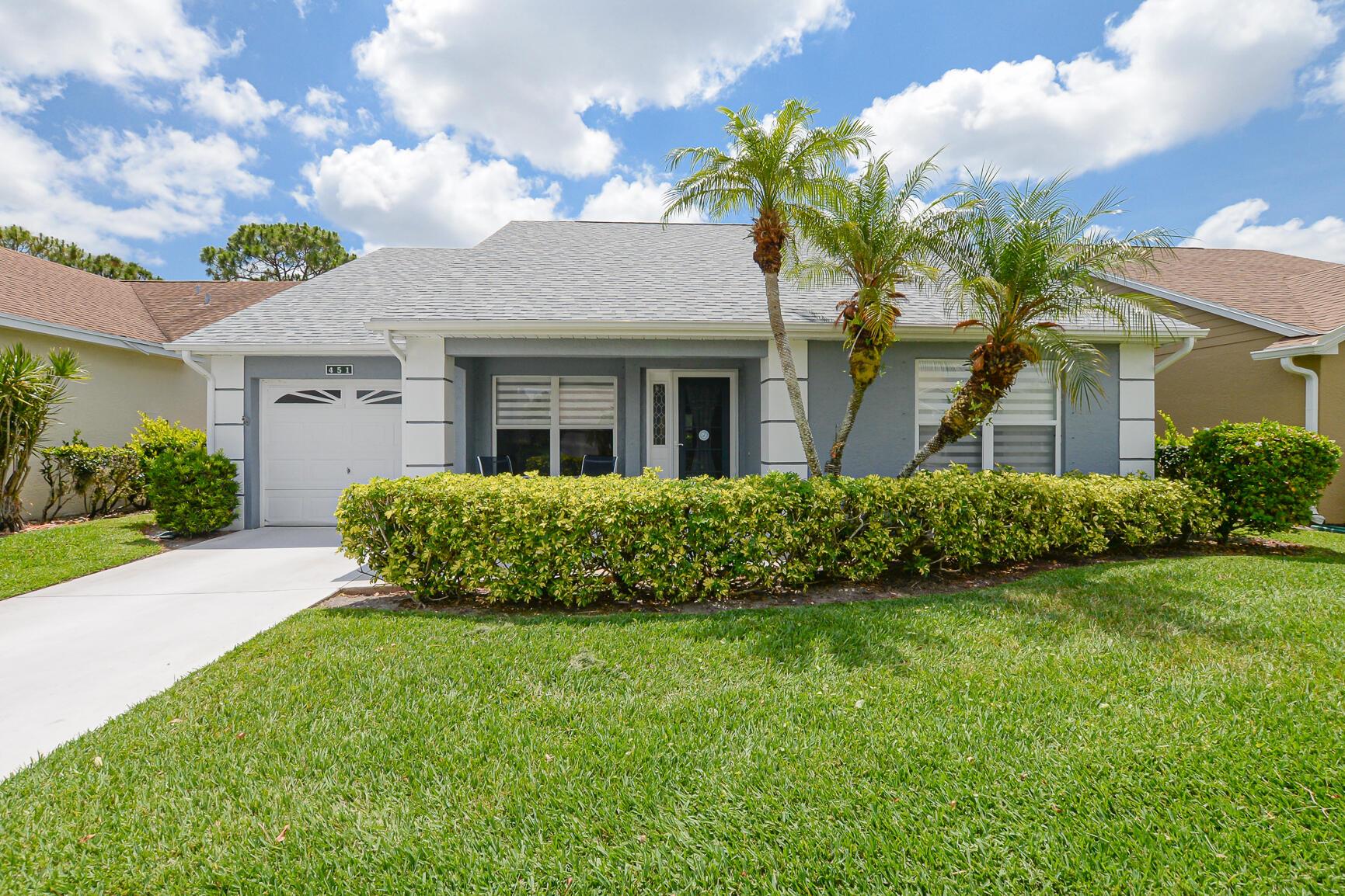 Beautiful Home at Isle of Tuscany in Kings Isle (55+ community) in the heart of St Lucie West.Features CBS Construction, updated roof 2022, 2 BR's, 2 BA's, Den, 1 Car Garage & shed. Details include Vaulted Ceilings, tile flooring & Vinyl flooring, split floor plan, front porch & screened enclosed lanai with Vinyl Windows. Fabulous Updated Master Bath re-designed & 2nd bathroom, updated water heater 2024, A/C- w/ ultra violet light 2020, Electric Panel - 2022, partial updated plumbing & Panel Shutters. Furniture is Negotiable. Shows well! HOA fee's include: Manned gated security, common areas, lawn care, cable, internet, exterior painting & The Royal Club (something for everyone)! Enjoy a resort style pool, spa, tennis, pickleball, cards, crafts, Gym, ballroom, clubs, travel & More!