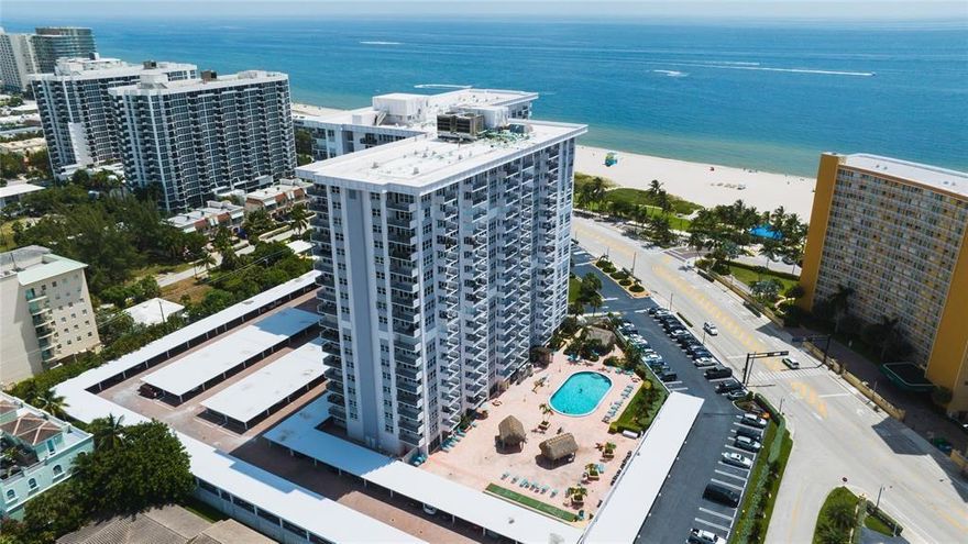 Welcome home to this stunning large 1 bedroom, 1 and 1/2 bath condo in the heart of Pompano Beach. This unit has a beautiful ocean and intracoastal views, an amazing living area. One of the Pompano's finest and best managed buildings, new exterior and lobby recently upgraded. Condo comes with plenty of amenities: balcony, storage, gym, pool, game room, club house, library, billiard, BBQ's, Tiki Huts. Covered parking for one car and two storage spaces. Located directly across from the beach and walking distance to the new Pompano Beach Pier, shopping, dinning, golf course. There are no up coming assessments. Condo is in good financial standing and requires just minimum 5% down payment for financing.