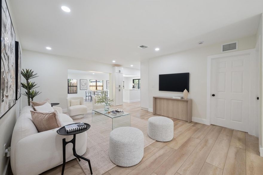CURRENTLY RENTED ANNUALLY UNTIL 8/15/2026 AT $4000 PER MONTH. BUYER WOULD TAKE OVER THE LEASE AND THE TENANTS. FULLY RENOVATED 4-BED, 3-BATH CORNER LOT HOME WITH IMPACT GLASS, 2-CAR GARAGE & CIRCULAR DRIVEWAY!This 2271 sq ft under air / 2,800 total sq ft home has been completely updated with NEW FLOORS, MODERN KITCHEN & BATHROOMS, RECESSED LIGHTING, and IMPACT WINDOWS & DOORS throughout. The split floor plan offers flexibility for families, guests, or a home office. Sitting on a SPACIOUS CORNER LOT, the property features a LARGE FENCED YARD, CIRCULAR DRIVEWAY, 2-CAR GARAGE, and LOW HOA of $145 ANNUALLY. Roof 2021.CURRENTLY RENTED ANNUALLY UNTIL 8/15/2026 AT $4000 PER MONTH. BUYER WOULD TAKE OVER THE LEASE AND THE TENANTS.