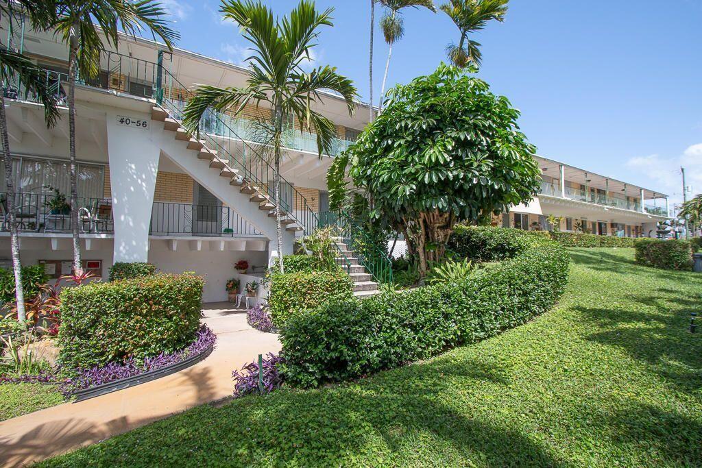 Rarely available Boutique condo building with Views of Lake Osborne! This garden apartment features, natural wood floors, new a/c, updated kitchen, spacious Livingroom, fully furnished if needed, freshly painted and clean! The location is ideal with the surrounding amenities. Perfect place to call home for years to come.