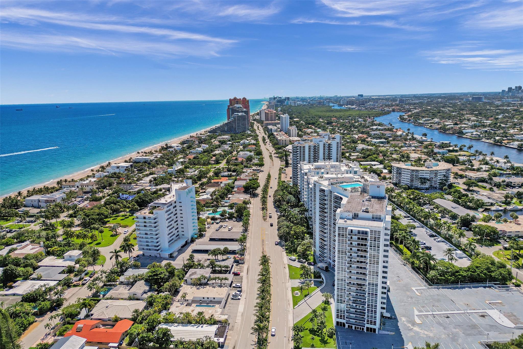 Welcome to your 2-bedroom, 2-bathroom beachside retreat. This unit comes fully furnished with generously sized bedrooms, updated bathrooms, and an in-unit washer/dryer. Enjoy the tranquility of your balcony while fully embracing the South Florida lifestyle. The building features a rooftop pool with unobstructed panoramic views of the ocean, intracoastal, and downtown Fort Lauderdale skyline. Additional amenities include fitness center, sauna, community room, 24-hour security, and covered parking. Stroll to the beach, restaurants, bars, and shops.