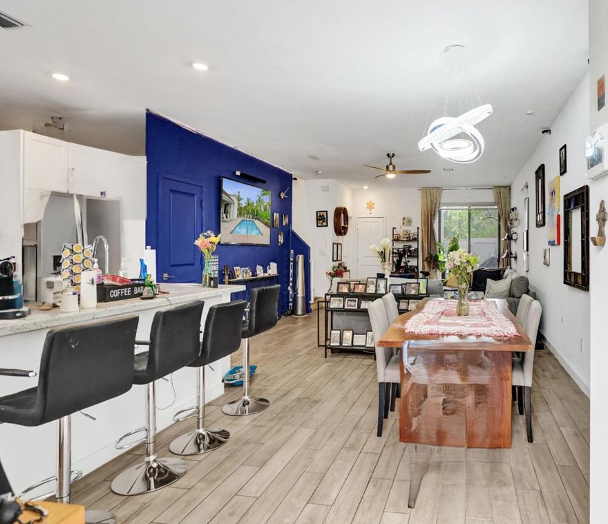 Modern luxury & convenience abounds in this spacious townhouse in Gardenia Park. This boutique community was newly built in the heart of Fort Lauderdale in 2022.  Basically everything is new and updated. Spacious open floor plan, 10ft ceilings, 4 bedrooms (1 used as a den but can be enclosed). Floors downstairs are wood like plank tile, stainless steel appliances, large island with stone countertops & large pantry. 1 car attached garage & additional driveway,  open guest, resident parking & street parking. Private patio off the living room for relaxing, entertaining or BBQ. Windows & doors are a combination of impact & panels for complete hurricane protection. Secluded community pool is just steps away   close to downtown, shopping, beaches, I-95, turnpike, walk to Wilton Manors.