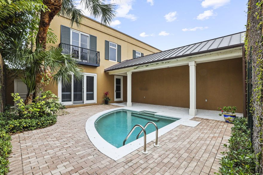 Welcome to your private courtyard with pool and into your spacious, open concept townhouse. Sophisticated elegance throughout. Beautiful hardwood floors in all main areas. Master suite complete with large walk in closet, tub and walk in shower. Spacious two car garage opening to covered walkway in courtyard. Minutes to beautiful Hobe Sound beach and all the upscale shops and restaurants in quaint Hobe Sound.