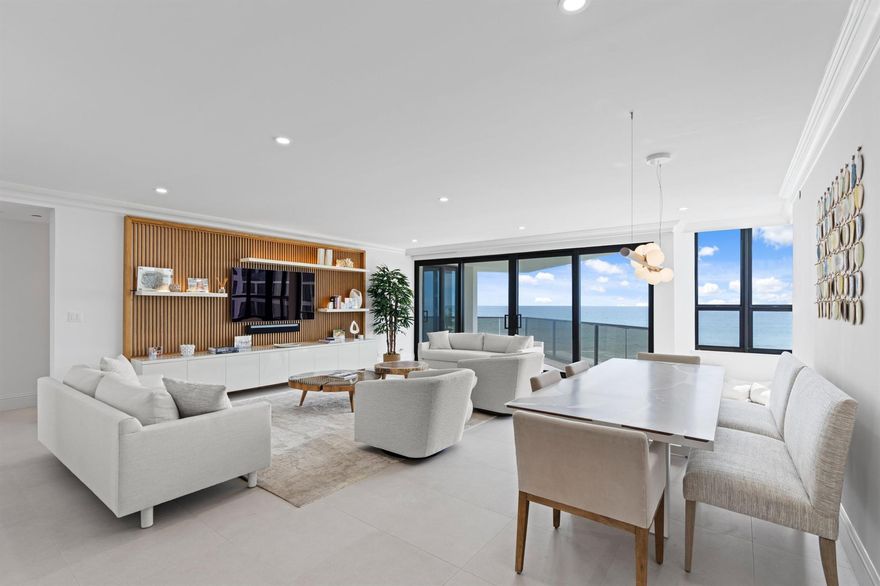 Welcome to your dream seasonal escape in the iconic 3120 Buildings - a rare opportunity to lease a fully renovated, designer-finished 3-bedroom, 3-bathroom oceanfront condo with a den/office, offering jaw-dropping panoramic views of both the Atlantic Ocean and Intracoastal Waterway from every angle.From the moment you step inside, prepare to be stunned. This immaculate residence boasts top-to-bottom luxury renovations, where every detail has been thoughtfully curated to create a serene yet sophisticated ambiance. The expansive open-concept living area flows seamlessly into a gourmet kitchen outfitted with premium appliances, custom cabinetry, and dual wet bars - a true entertainer's dream.