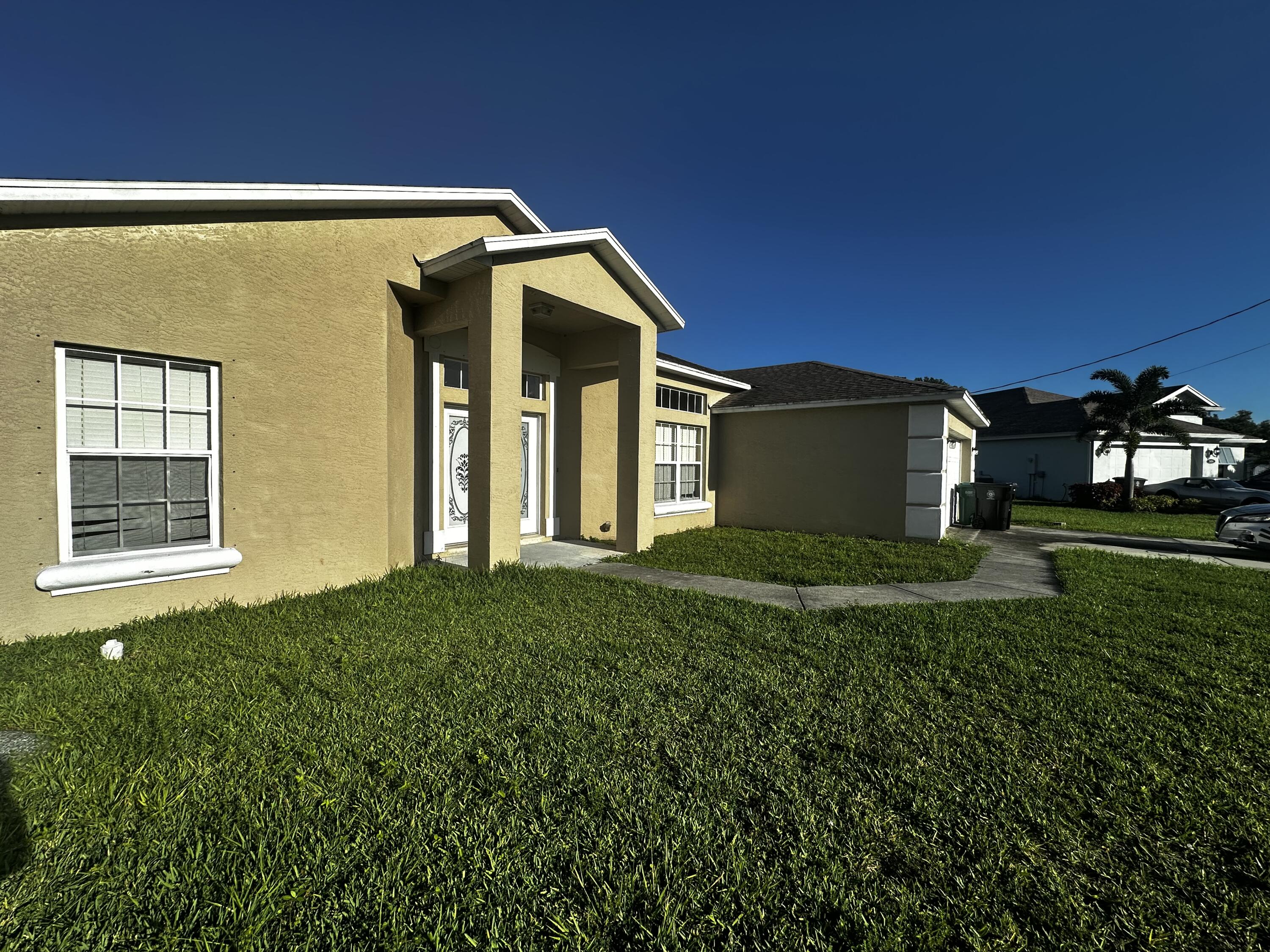 4 Bedroom 2 baths CBS home in desirable area of Torino just North of St Lucie WestThe home has an Open Kitchen to great room, split floor plan and large Primary bedroom with 2 closets and en-suite bathroom with tub and separate shower. Located on a large lot on a cul-d-sac with screened porch and large back yard with room for a pool. St Lucie West just a few minutes away for all kinds of shopping, restaurants, movie theatre and NY Mets Spring Training center. St Lucie located between West Palm Beach and The Space center in Melbourne. Orlando attractions only about 90 minutes on super highways.