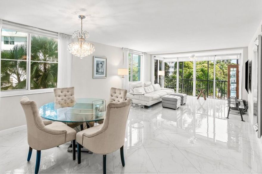 Bright and welcoming 2BR/2BA second-floor end unit in a desirable Intracoastal Waterway community. Elegant 20" x 20" high-gloss Carrara porcelain tile flooring throughout the condo. The extended 31.5-foot living and dining area offers an open, flexible layout perfect for both everyday living and entertaining. Seagate of Gulfstream—a Milestone-renovated, 55+ community--offers an updated clubhouse, two pools, BBQ/picnic area, shuffleboard and bocce courts, and a putting green. Ideally situated near shopping, dining, and beautiful ocean beaches, this condo is perfect as a full-time residence or winter retreat.