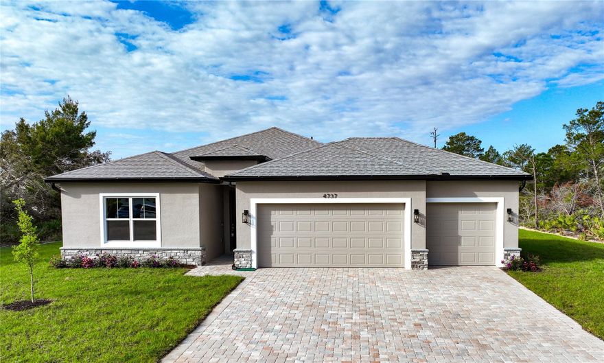 Move-in ready 2025 NEW construction in Sun ‘N Lake — offering $10,000 toward closing costs! Skip the wait to build and own now in Sun ‘N Lake, one of Sebring’s premier golf communities. This standout 4-bedroom, 3-bath home features a rare 3-car garage, stone-accented exterior, and a brick paver driveway. Inside, soaring ceilings and natural light highlight an open-concept layout with luxury vinyl flooring. The gourmet kitchen boasts white cabinetry, solid surface countertops, and stainless steel appliances. The primary suite is a true retreat with tray ceilings and dual walk-in closets, while a private fourth bedroom with an ensuite bath is perfect for guests or a home office. Enjoy the Florida lifestyle on your covered lanai. Schedule a tour today!