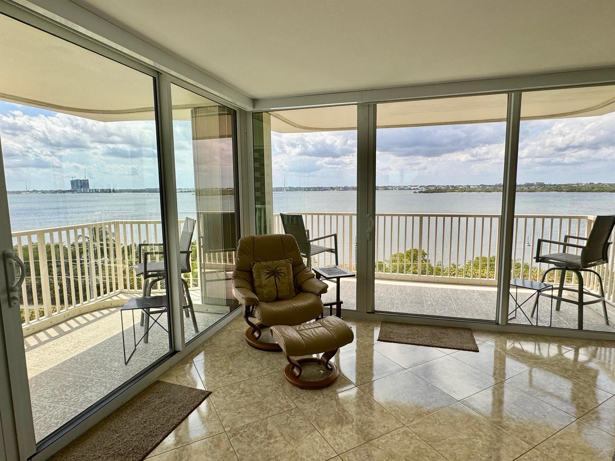 Lovely Season 2026 5th floor corner unit w panoramic Intracoastal & sunset views, & the reflection of city lights across the wide waterway. Monthly cleaning service included. ABSOLUTELY NO SMOKING ANYWHERE. This remodeled condo includes a split BR floor plan, updated kitchen w/granite countertop, stainless steel appliances, double door refrigerator & custom cabinetry. Electric shades. Both bedrooms have adjustable bed, walk-in closet, tv, & water view. Separate dining area with great views. 2 parking spaces - B5C covered & #29 open assigned. Shared free laundry on each floor, adjacent to unit. Amenities include a heated pool between 2 Towers, residents clubhouse w/party catering facilities, sauna, fitness area + BBQ's. Enjoy direct beach access thru private beach walkover.