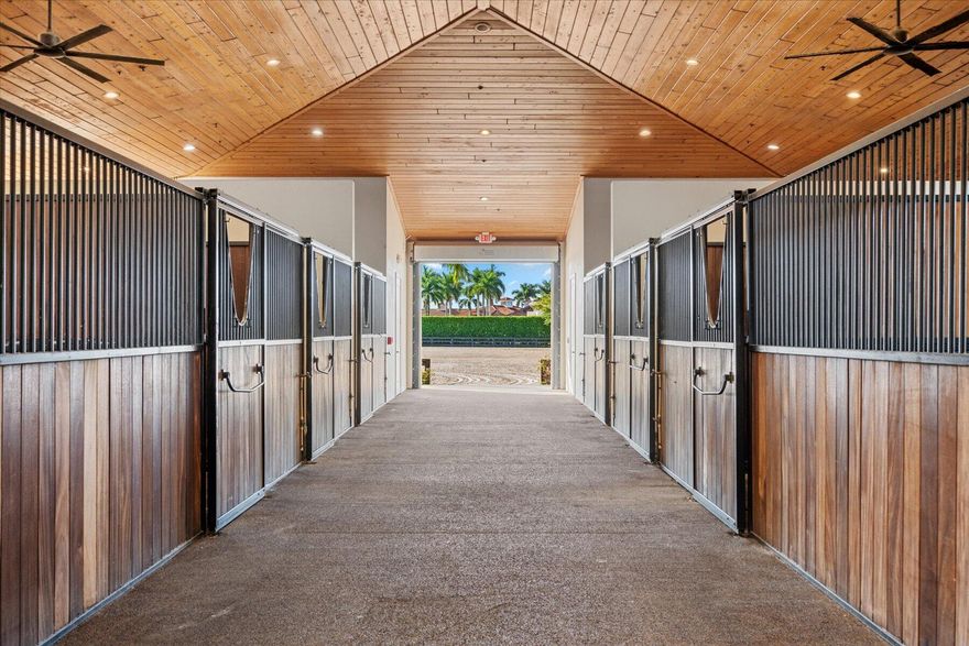 Welcome to a fantastic equestrian opportunity in Grand Prix Village South-a prime location offering the epitome of convenience for the equestrian enthusiast!  This exclusive property boasts direct bridle trail access to the WEF show grounds-a true privilege for those seeking unparalleled access to equestrian events.  At the core of the property is a 225'x140' fully irrigated, lighted arena with a new GGT footing mix.  Have the ultimate privilege of practicing  in your own private arena and then walking straight to the show ring!  Barn features include; aisle-ways with EquiTan poured rubber flooring by IDA, 24 permanent stalls, 12 grooming/flex stalls- customizable up to 36 stalls, 8 hot/cold wash stalls, 4 feed rooms, 4 tack rooms, 2 laundry rooms(8 washers/dryers), and 2 full bathrooms. Beyond the arena and stabling facilities, the property offers six well-maintained paddocks, providing ample turnout space for your equine companions. Practical considerations are not overlooked, with sufficient parking space for multiple large horse trailers, ensuring seamless logistics for transport.

The barn structure itself is engineered with the future in mind, allowing for easy expansion to a second level if desired. A fire suppression system is already in place, meeting the necessary safety standards for potential living quarter expansion. This property has a proven track record of generating exceptional seasonal rental income, making it not only a dream location for personal use but also a savvy investment opportunity.

With the recent approval for the Showgrounds expansion from the Village of Wellington, "Parcel F" will be a short, direct hack on the bridle path to the new and improved show facilities. Several permanent barns, FEI barns, vendor areas, parking, restaurant, schooling rings, covered arena, competition rings, Derby Field, and International Stadium are in the plans ( see photos/documents).
