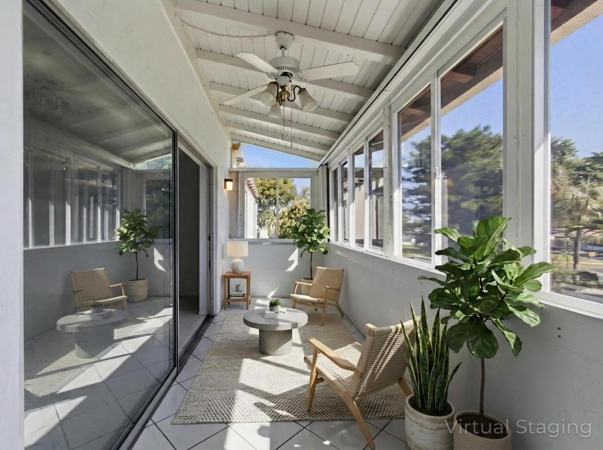 Delightful and Affordable opportunity to live in the heart of Palm Beach County. This 2/2 bath apartment has been freshly painted, new carpet  in bedrooms and newly installed enclosed patio vinyl sliding windows. Other upgrades include new Electrical Panel 2023, Washer & Dryer 2024, Dishwasher 2025, Refrigerator 2023 and HVAV handler in 2025.  Enjoy the benefit of low HOA fees that include cable, internet, water, building insurance that includes roof coverage and exterior upkeep.