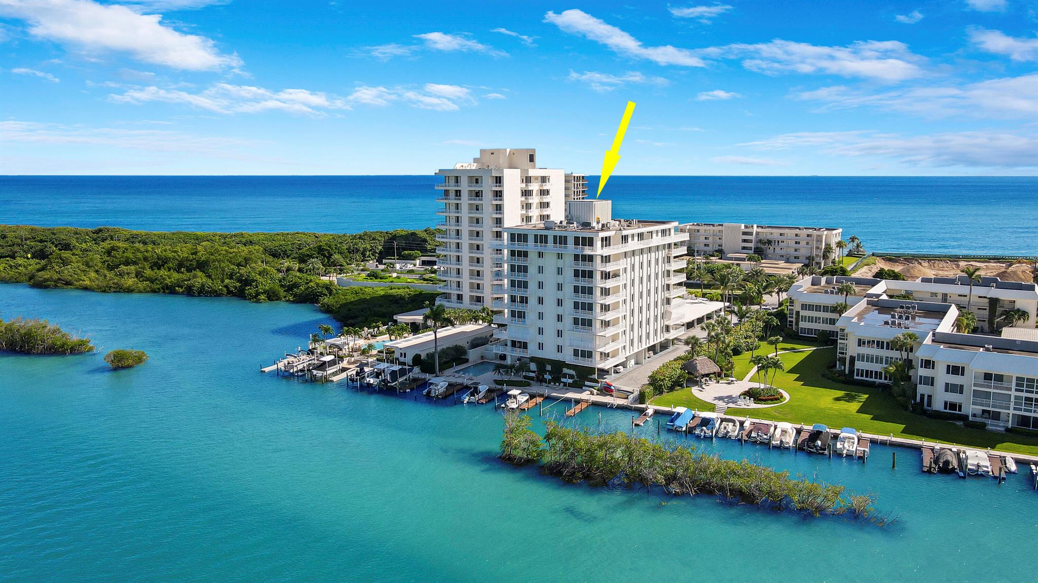Magnificent views from the top floor of the LaMar building. Deeded beach path, kayak or paddle board from the back door. Tastefully updated and great winter retreat.