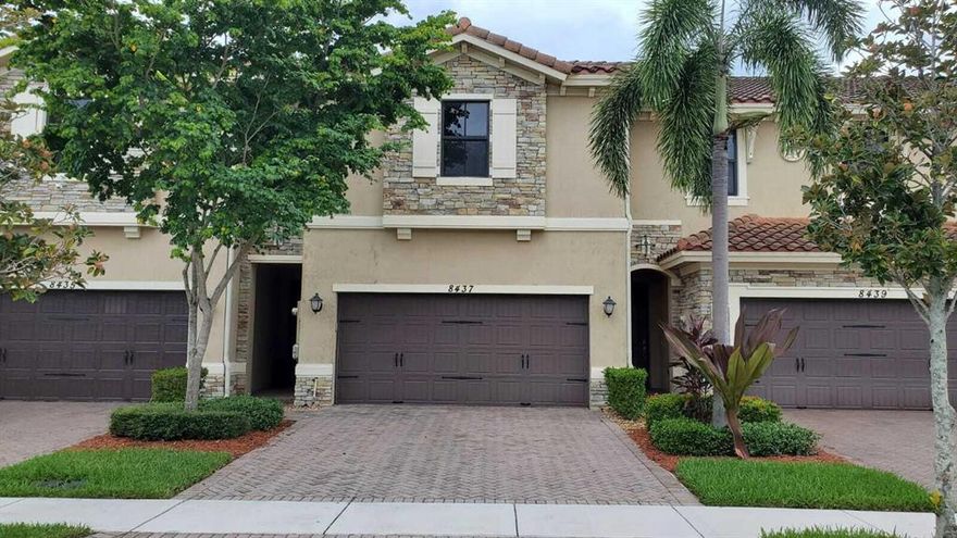 Amazing lake views in this beautiful community of Town Parc at Miralago, featuring this 4 bed 3.5 bath Townhome with resort style amenities! Features include plantation shutters and impact windows throughout.  Gorgeous kitchen with white cabinets and granite countertops, laundry room on second story.  Upgraded walking closet and floors in master bedroom. 2 Car garage with extra guest parking, Man-Gated guardhouse, community pool, Full access to All of Mira Lago amenities, A+ rated schools and walking distance to Somerset Parkland Academy.