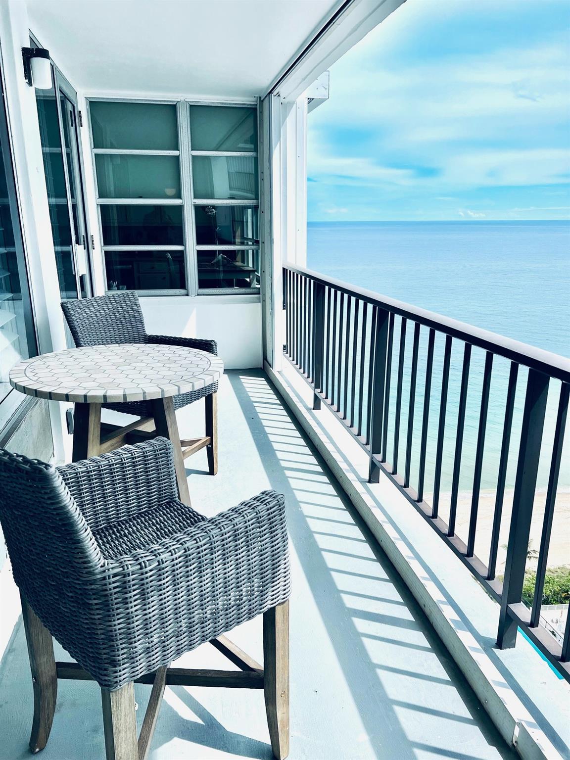 Ocean Views shown in these photos reflect actual views from the balcony once it is available to access. The Completion date for the balcony repairs is said to be January 2026 however, this cannot be guaranteed at this time.
Enjoy Ocean Views from this SE Exposure balcony , Overlooking Pool .
Bright and Spacious Floorplan with wood flooring, bahama shutters and new appliances. Nicely furnished unit featuring a galley kitchen breakfast area with Ocean Views. Rent includes water, sewer, garbage, basic cable and internet utilities. Tenant pays for electric service. Only 2 units per floor , Includes garage parking spot. 5 star Building amenities with 24 hr security.
Please note that a 13% tourist tax based on the total rent will be due from Tenant. No exceptions to this requirement.