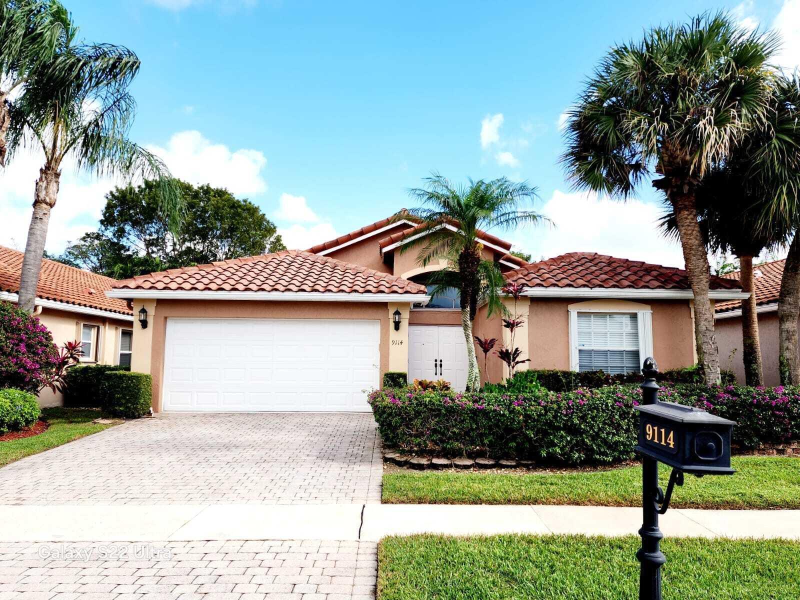 Beautiful 55+ single family, great locations community of Ponte Vecchio West guard-gated, pet-friendly with both heated outdoor and indoor pools, ACCORDION HURRICANE SHUTTERS, A new A/C, HOA fees include painting the exterior and cleaning the roof and landscape. Double-door entry to the den, Two sets of sliding glass doors lead to the covered screened-in patio with a very private yard, Master Bathroom with his and her vanities, a cosmetic vanity, and a separate shower, Come to Ponte Vecchio West to see the beautiful Clubhouse with a fabulous social director who plans our wonderful shows and entertainment. The clubhouse features a billiard room and tournaments, a heated indoor and outdoor pool, a hot tub, a library, tennis, and an array of social clubs to choose from.