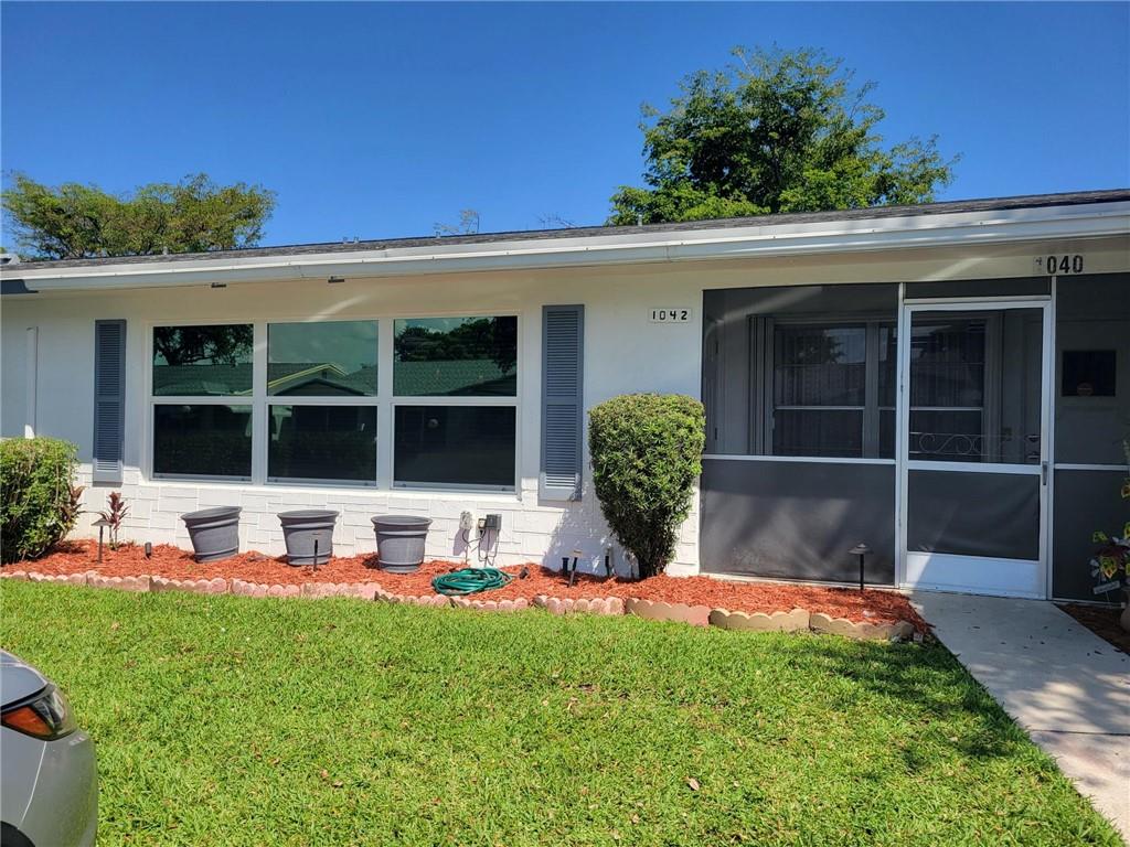 Lauderdale West, 1 large bedroom/2 full baths Villa in highly sought after 55+ community. Open kitchen, IMPACT windows, WATERFRONT, 2 Designated parking spaces. Low maintenance includes Cable TV, internet, lawn care, exterior house painting, repair/replace roof, free community bus, 2 pools, Tennis, Billiards, Ping Pong, professional shows, Art & Crafts, wood working shop, fitness center and more.