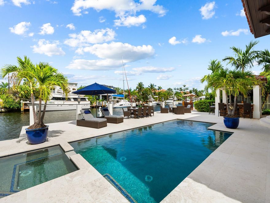 Epic 2017 custom new construction waterfront residence, situated on one of Ft Lauderdale's widest canals spanning 151' with; 70' WF & direct ocean access! Minutes to the Atlantic and a Premier location for the avid boater! Concrete dock w/expansive outdoor patio, heated saltwater pool & spa, gazebo w/summer kitchen! This move in ready designer chic home exudes an aurora of pristine newness boasting; open concept living space, high ceilings, hardwood floors, primary suite w/private den, spa-like bath w/intricate tile, Chef's kitchen & butler's pantry, finished walk in closets, 22K generator, propane gas, and so much more! Premier Location w/ close proximity to; dining, shopping, beaches, 95, 595, and airport! This beautiful home is a must see and a pleasure to show! Furniture is negotiable!