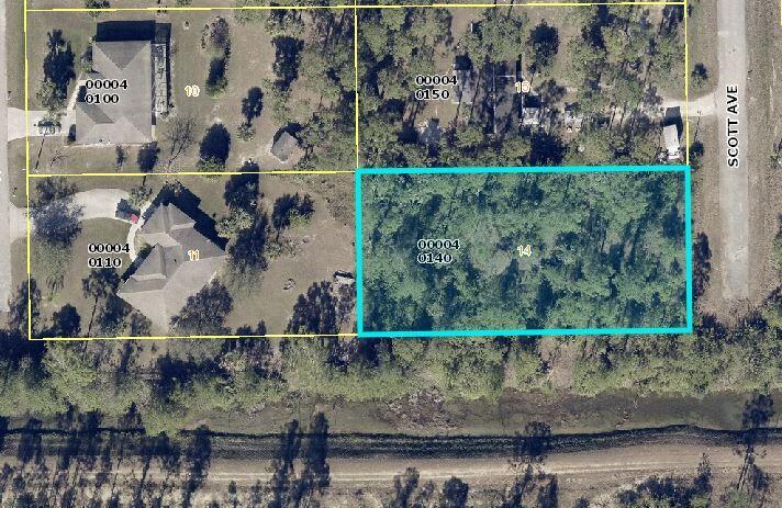 Very private lot at the end of Scott Ave. Mature pine trees. The lot has a canal running down the south side of the property with great drainage. Perfect setting for your new home.