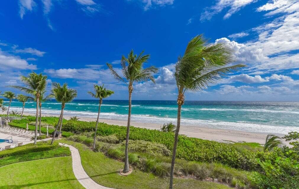 Live on exclusive Hillsboro Mile. A boutique Condominium located on a private beach. Nestled between Boca Raton and Ft. Lauderdale, Unit 301 is directly on the ocean. This 2 bedroom, 2 1/2 bath residence has just been completely painted white and marble floors throughout have been polished. Two balconies, private elevator, oceanfront 2 story , meeting room with kitchen, valet parking. 24 hr. security. Resort style heated pool. Stunning newly renovated lobby to welcome your guests. Watch the boats go by on the Intracoastal. If you are seeking an elite and elegant building, Ocean Grande is for you!