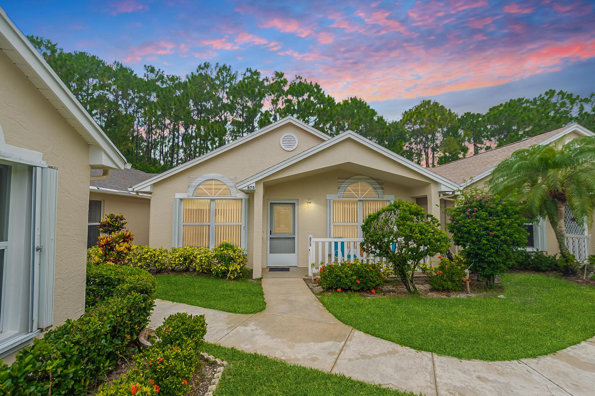 Enjoy easy living in this beautifully maintained 2-bedroom, 2-bath villa in Kings Isle, Isle of Venice -an active 55+ gated community in the heart of St. Lucie West. This inviting villa features a spacious great room layout with preserve views that offer peace & privacy. The oversized laundry room provides extensive storage, while recent upgrades include a brand-new roof (2023), freshly painted exterior (2025) accordion shutters & a stylish impact-resistant leaded glass front door (2024). The A/C was replaced in 2019 & the water heater in 2023 -making this home move-in ready. Live like you're on vacation with access to a resort-style pool, fitness center, pickleball, a scenic man-made beach, and clubs galore. HOA includes lawn care &cable for easy, maintenance-free living. Priced to sell