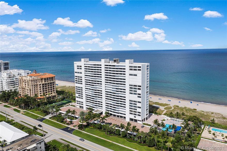 Experience true oceanfront luxury at Ocean's Edge with this impeccably redesigned, down-to-the-studs, fully remodeled 4th-floor residence. This 3-bedroom, 2.5-bath unit offers an open, contemporary layout and unobstructed Atlantic Ocean views through floor-to-ceiling hurricane-impact glass. The spacious split-bedroom floor plan ensures privacy for owners and guests, while the expansive 33-foot balcony provides the perfect setting for morning coffee, relaxation, and breathtaking South Florida sunrises. Additional features include a semi-private elevator foyer shared with only one neighboring residence, a full interior laundry room, generous pantry space, garage parking for one vehicle, extra storage, and HVAC replaced 11/2025. Ocean's Edge offers premier resort-style amenities: a