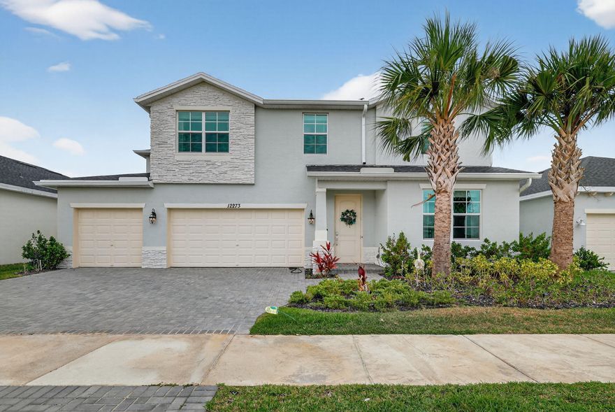 Price improved on this move-in ready residence located in the Central Park community of Port St. Lucie, situated just minutes from the amenities of Tradition. This 4-bedroom, 2.5-bathroom home includes a private office, a versatile second-floor loft, and a 3-car garage. The open-concept interior features modern finishes and is equipped with hurricane impact windows throughout. The exterior offers a screened patio and a fully fenced backyard with ample space for a pool. Residents have access to the 10-acre Inspiration Park, which includes a resort-style pool, tennis, pickleball, and basketball courts. This property represents a new construction opportunity available for immediate occupancy.  24 hr notice required for all private tours