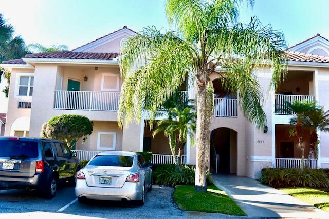 Perfect for investors - Condo in PGA Village's Golf Villas II featuring a flexible dual-entry layout. Side A is a full 1BD unit, while Side B is a private studio, both with a screened balcony with peaceful garden views. Both sides currently hold an annual lease. The AC unit on B side (2021), side B painted May 2023, side A painted Nov, 2024., washer and dryer (June 2021), side A AC unit (2017). Located just steps from the neighborhood pool and a short stroll to the PGA Golf Club.
