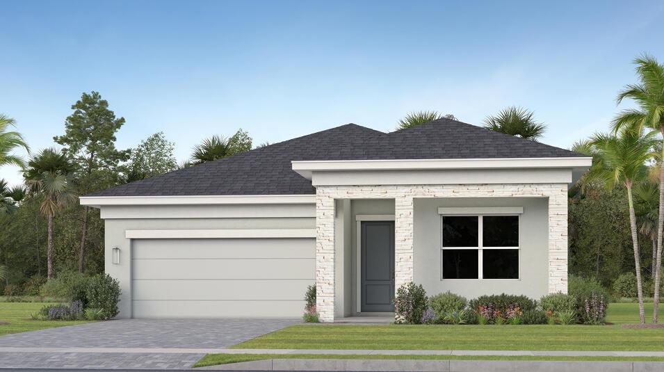 This new single-story home provides ease-of-living with ample room to grow. Down the foyer is a shared open-concept layout situated between the kitchen, dining room and Great Room, with glass-sliders leading out to the covered lanai. On the opposite side of the home are three secondary bedrooms and a privately situated owner's suite with an adjoining bathroom. A versatile two-car garage provides storage room.Prices, dimensions and features may vary and are subject to change. Photos are for illustrative purposes only.