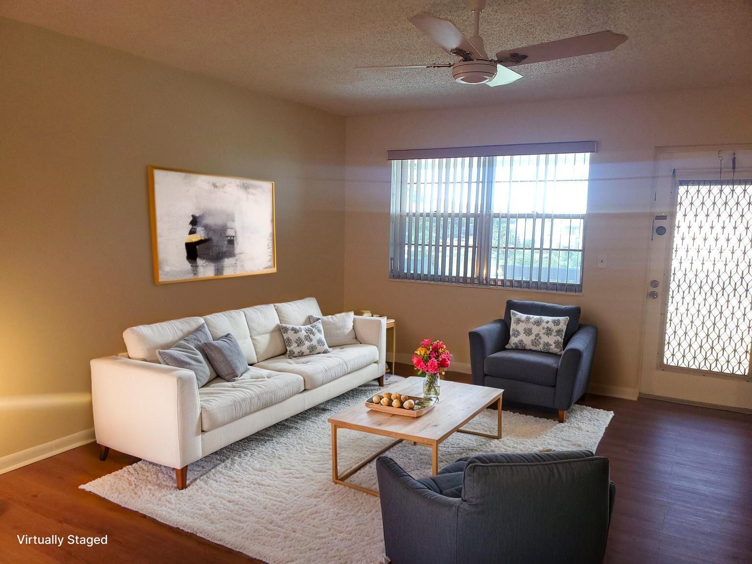 Live the Florida lifestyle in this 2BR/1.5BA condo in Farnham H at the gated Century Village East, a 55+ community! Freshly painted & spotlessly clean with brand-new waterproof vinyl floors, plus new A/C, oven, & refrigerator for worry-free living. Enjoy resort-style amenities--fitness center, movie theater, live shows, craft rooms, indoor & outdoor pools, tennis & pickleball and on-site restaurant plus a bus to get to the stores for stress free living. Only 5 miles to the beach! Close to shops & restaurants. HOA covers cable, water/sewer, and trash & insurance on the bldg.. Sold as-is--your perfect year-round retreat or winter getaway awaits!Can rent after 1 year of ownership per the seller.