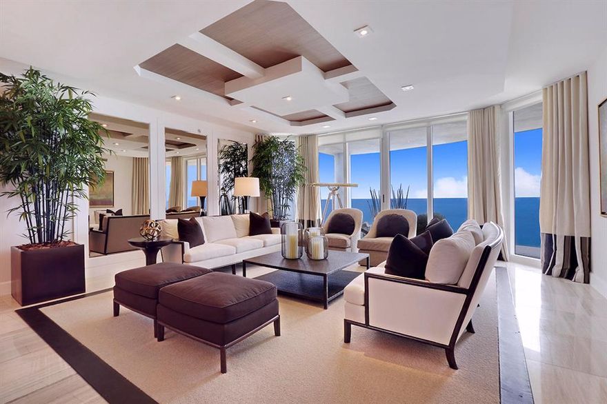 When only the best will do! Professionally decorated through Interiors by Steven G, a Miami design firm that embodies luxury around the world. A private sanctuary encompassing 3 beautifully appointed bedrooms with en suite baths. The master bedroom and living area overlook the Atlantic Ocean. Over 3,000 SF packed with special features, lighting and furnishings that exceed expectations. Extra spaces include a family/office and den right off the kitchen. The kitchen is appointed with gas Wolf range/stove and other top shelf appliances. The Ritz Carlton on-site valet and concierge welcome guests to the array of services available.Amenities include private restaurant, 2 heated pools, fitness center with locker rooms, media room for family gatherings, business room, library and social room.