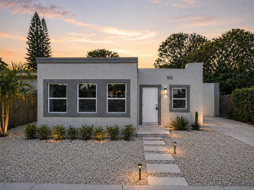 Welcome to this fully reimagined Spanish-style home in West Palm Beach's coveted SoSo neighborhood—just minutes from Downtown West Palm Beach, Palm Beach International Airport, pristine beaches, and the Intracoastal. NO HOA offers maximum flexibility and strong Airbnb potential. Renovated top to bottom with a new roof, stylish kitchen and finishes, updated baths, flooring, A/C, paint, blinds, and accordion shutters. Versatile layout with den/optional 4th bedroom. Oversized fenced lot with room for a pool and walkable to dining and shopping. Leased through July 2026, ideal for investors or future end-users planning ahead. Photos are virtually staged. Pool shown is a rendering for illustrative purposes only.