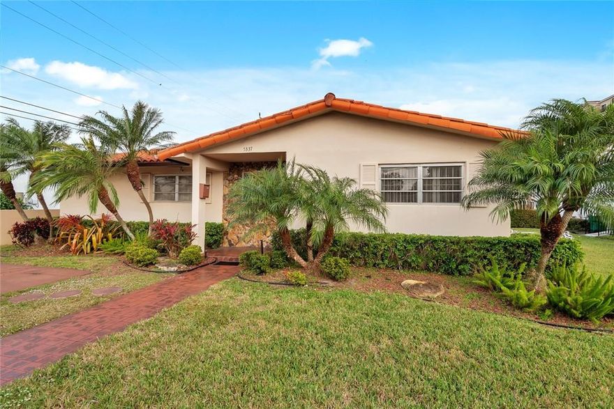 A beautifully curated Florida home with stunning tile floors, huge backyard with original built-in bbq grill, and charm for days.  This three-bedroom, two-bathroom home has fantastic rooms and office space for anyone and everyone to enjoy.  You’ll see how special this home is with its aisle-kitchen, master bedroom in-suite, and the great care and upkeep its one owner has poured into the home.  Because it’s so well maintained, yet modern in design and layout, once you see this house, you’ll immediately know it’s home.