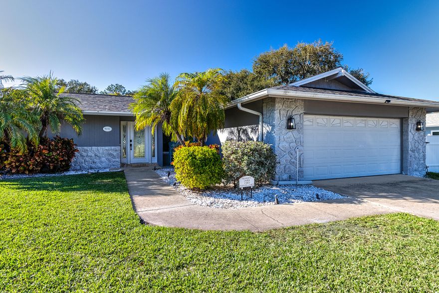 Move-in ready pool home on an oversized lot in desirable Fairway Estates, minutes to Honeymoon Island! This 2-bedroom, 2-bath ranch-style home features a split bedroom layout, abundant natural light, and spacious living areas. Enjoy Florida living with a private gunite pool, covered patio, and vinyl fenced backyard. Recent updates include a 2021 roof. Block construction, 2-car garage, central A/C, and no HOA. Located near downtown Dunedin, the Pinellas Trail, golf, shopping, and dining. A rare opportunity on nearly 1/3 acre! Add-Ons:  Roof replaced 2021; HVAC 1 year warranty; water heater 2025