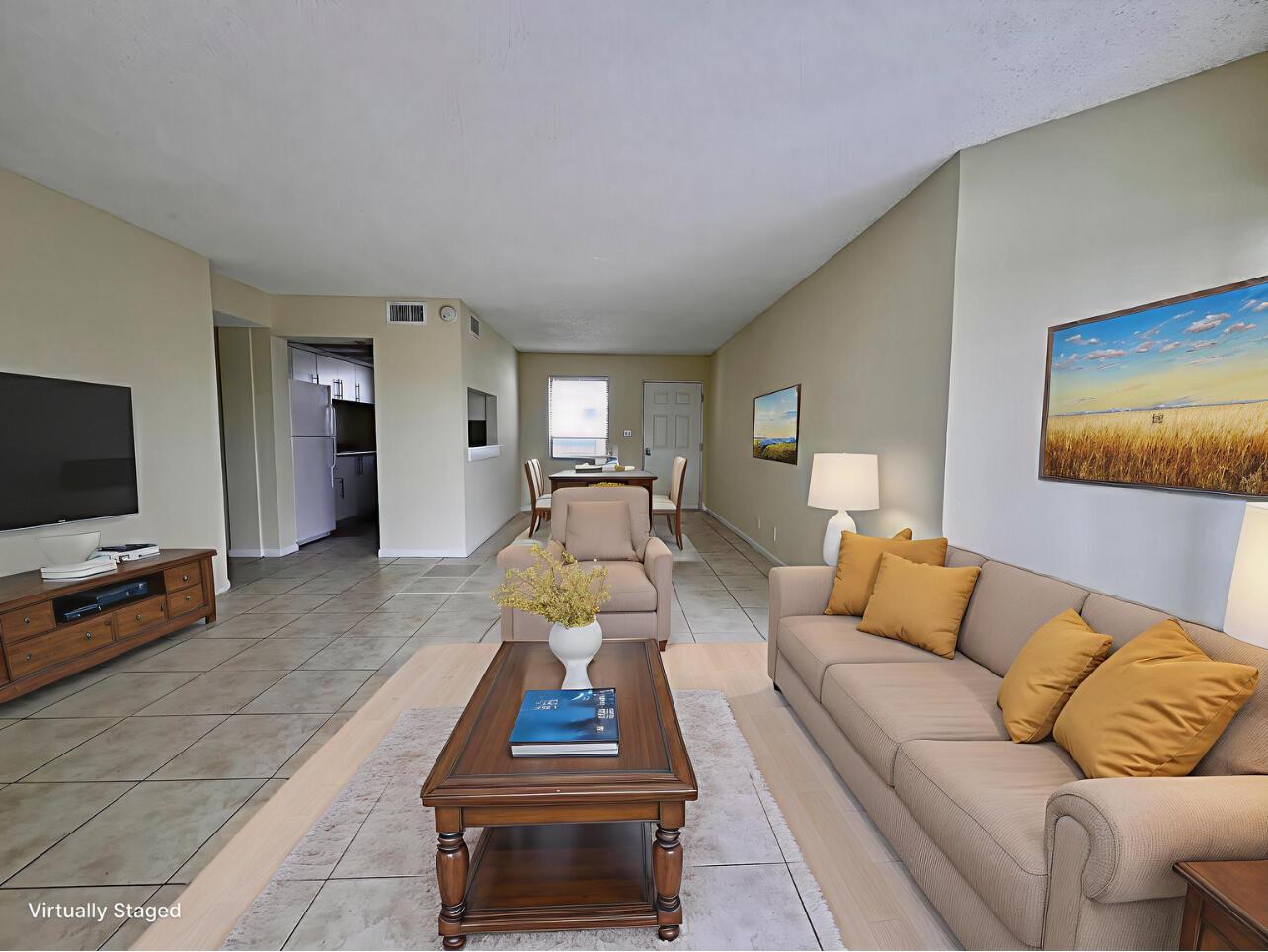 FOR SALE- 1bed 1Bath fourth floor condo. Unit rented until 4/30/2026 with excellent tenant paying $ 1,500 per month. Well maintained. AC 2020.  Community Laundry in each floor -just a few steps- Pet friendly-Elevator available - All ages. No Rental restrictions- Presidential Golfview Condo centrally located close to Palm Beach Outlet, minutes from I-95, Airport. Investment Opportunity !