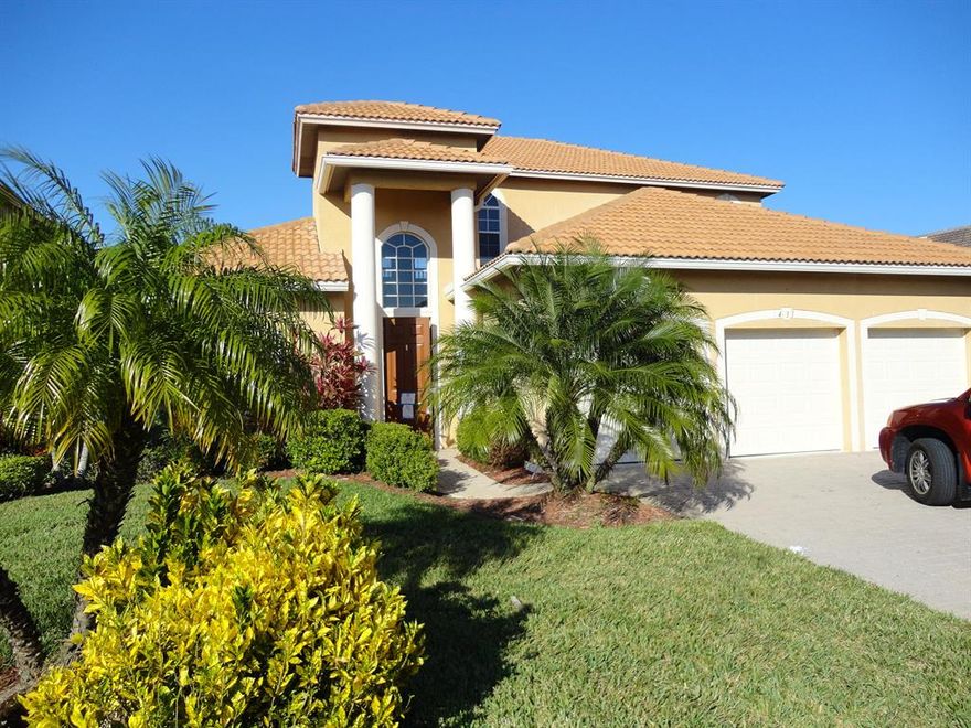 Beautiful  Waterfront house has open plan with tile except master suite down is carpet, Dual closets and sinks with Roman tub and Big open Shower separate water room. Eat-in Granite K has newer appliances, Breakfast Bar and family room  up stairs and down plus Living area with separate dining.  Second floor has huge loft  plus another area could be 4th open no closet its a room seperate, plus  office and 2 more bedrooms and Bath.  Three car Car Garage and  big driveway. Screen Patio.  we are going to Paint. Clubhouse with Gym, pool, tot lot,, Tennis, golf  is open to the public..  about 3 miles to St Lucie West has Everything.