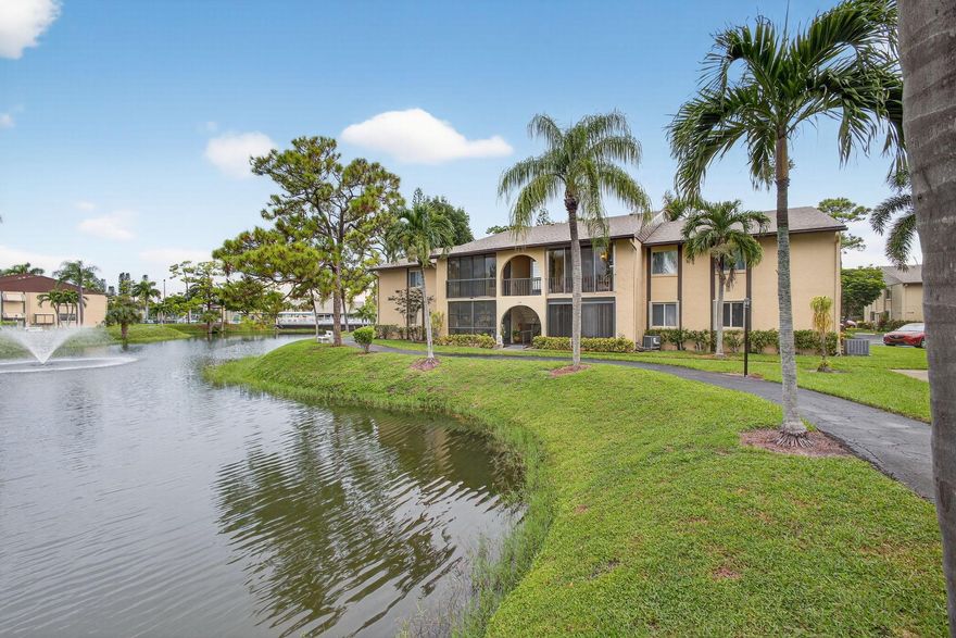 Pine Ridge III is a 55 and older no pet community that offers offers a low-maintenance lifestyle to enjoy the clubhouse, pool, shuffleboard, bocce, and pickle ball courts. From the moment you walk towards the condo you begin to notice the lake view that has a walking trail around the lake which leads you to the community pool and clubhouse. No more staring at cars in the parking lot when you can sit in the balcony and enjoy this lovely view when the sun sets, or enjoy your early morning cup of coffee while you breath the fresh air. As you enter you see the difference updated floors can make with a white kitchen and updated electrical panel. Both bedrooms offer walk-in closets along with space for storage. The bathroom offers a private room while still having use of the sink & closets.