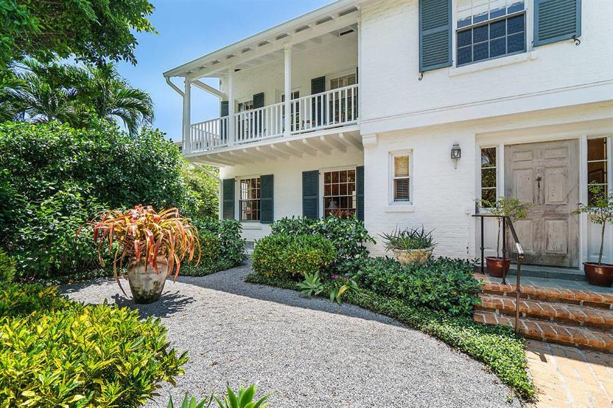 Classic Palm Beach Home located one property from the Ocean. With three bedrooms, three and one half bathrooms in the main house, this residence, named ''Whirlwind'', boasts the gracious proportions only found in the iconic architecture of its time. Greeted by a formal foyer and sweeping staircase, the home leads into living spaces wrapped in oversized windows and natural light, generous ceiling heights, and ample balconies and sunrooms. The double Master Bedroom options both have private offices, offering flexible space to meet any Buyers needs. The separate garage and 1 Bedroom, 1 Bathroom guest cottage are excellent assets to the property. The 40 foot pool is ideal for laps with traditional gardens to complete the privacy and serenity of the space.