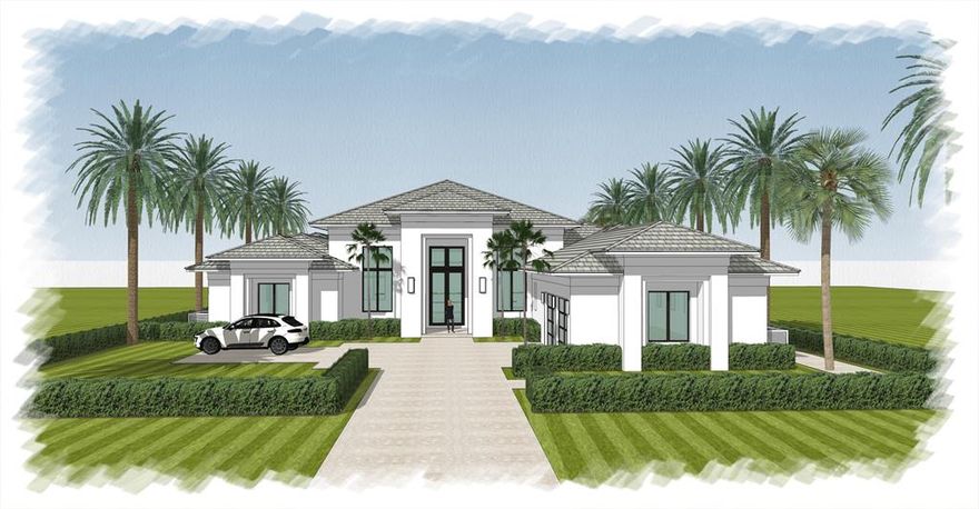 New Custom - Premier Golf Course Estate Home lot with water views located close to The Club and to be completed mid 2022.  This 4 bedroom 5.2 bath home will have a contemporary flair with open floor plan,  sizable bedrooms, luxurious owners suite with lavish bath and closets.  Enjoy countless hours in your outdoor living room and around the pool with sun shelf and spa all  with wide golf and water views.Finishes to  include custom cabinetry, large porcelain floors, custom countertops, flat cement tile roof, pool and decking.  ACT NOW and you can be apart of the selection process.