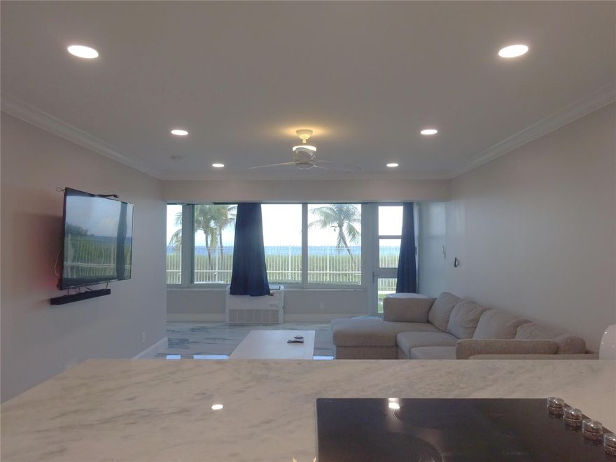 Direct Ocean Front view! 1BR, 1BA, first floor unit with 26 feet of direct oceanfront. Ocean view from every room in this large 962 sq foot unit. Boutique 5-story building. Modern kitchen with wine cooler, pot filler faucet and washer, dryer. Spa-style walk in shower that fits two. Enjoy being just steps from the sparkling saltwater pool, soft sandy beach, and endless blue waves right out your back door. Whether you're lounging by the pool or strolling along the shoreline, every day feels like you’re on vacation. Walk to local restaurants, boutique shopping, the beautiful public beach and the Pompano Beach Pier. Music under the Stars, free concert in the park. Top entertainment, excursions, and everything South Florida has to offer. No land lease on this Co-op!