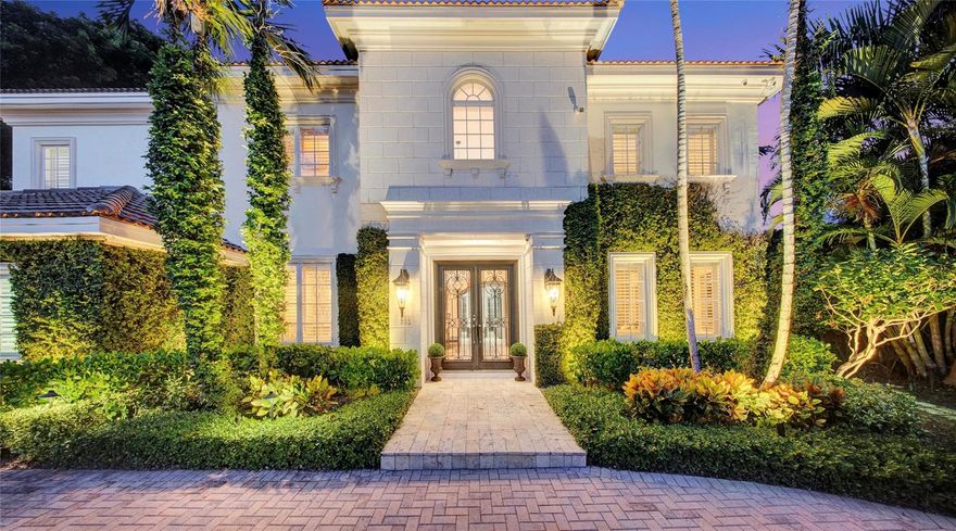 Discover unparalleled luxury in the prestigious Seven Isles neighborhood. This stunning residence showcases soaring ceilings and a luminous, sophisticated design. Indulge in the custom chef's kitchen, equipped with Wolf/Sub-Zero appliances and a chic bar area, perfect for entertaining. Step into a serene outdoor haven, featuring lush landscaping, a sprawling backyard, and a glistening pool/spa. With 4 bedrooms + office (can be 5th bedroom), 5 full bathrooms, and a spacious 3-car garage, this home offers both comfort and elegance. Custom-built walk-in closets, generous ensuite bedrooms, and abundant natural light elevate the opulent atmosphere. Ideally located off Las Olas Blvd and near the beach, this exclusive residence offers 24/7 private patrolled security.