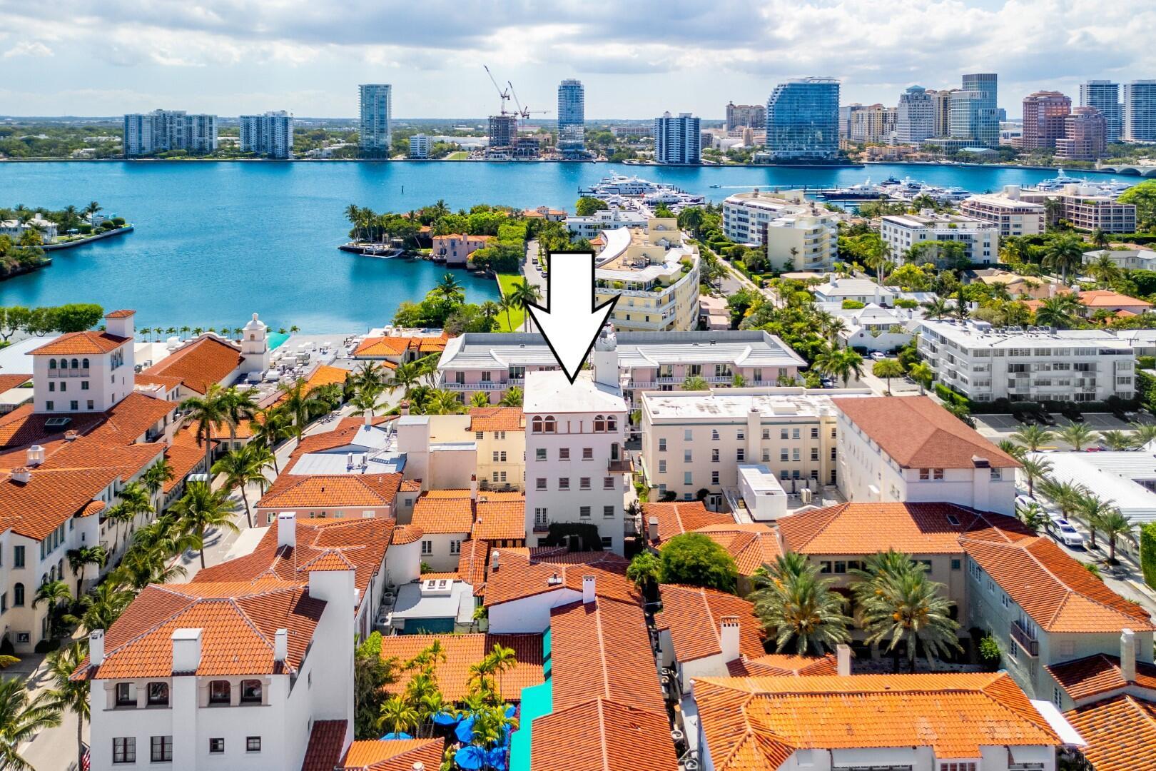 Once in a lifetime opportunity to own a spectacular piece of iconic Palm Beach history designed by Addison Mizner. Six floors of mixed-use space includes a two-floor Penthouse, three additional separate apartments, retail space, and two car garage. Fabulous location in a picturesque Via of Worth Avenue. The stunning Penthouse includes three bedrooms, three baths, fireplaces, two balconies, den, and gorgeous golf course, ocean, and Intracoastal views. The first apartment includes three bedrooms and two full baths. The second apartment includes one bedroom, two full baths, den, and Juliette balcony. The third apartment includes one bedroom, one bath, oversized living and dining room, and balcony. The retail space also includes powder room, utility room, storage, and formal entry.