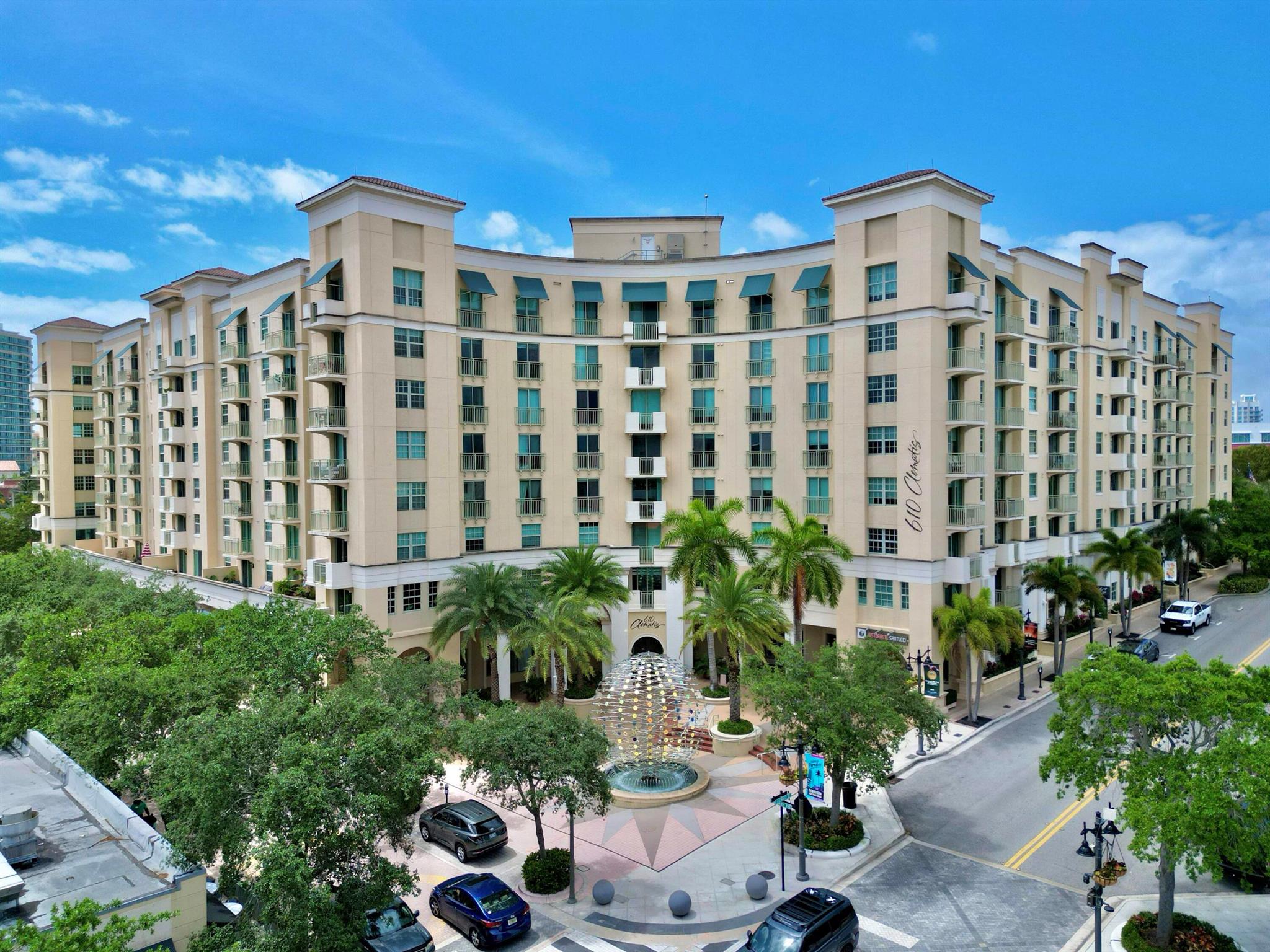 Experience the best of 610 Clematis! This ultra-chic building boasts a stunning lobby with limestone and coffered ceilings, setting the tone for a contemporary lifestyle. Residents and guests enjoy:24-hour roving security and a professionally attended lobbyKey card security access for added peace of mindAmenities include:An Infinity edge heated lap pool and outdoor spa on the Sunrise Deck, surrounded by tropical palms and flowersThe Sunset Meditation garden, a lushly landscaped recreation court yard featuring a Zen garden, walking paths, and 2 BBQ areasA fully equipped Fitness Center with cardiovascular equipment and free weightsDry Sauna and Steam Room to rejuvenate your spiritOther highlights: