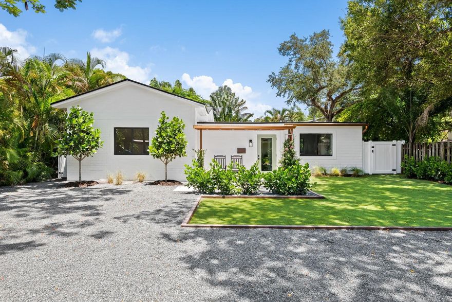 Spacious four bedroom two bathroom home in sought after Shady Banks! NEW EVERYTHING! Low maintenance with turf in front and back yard. Nothing left undone, home is completely turn-key, like New Construction with tasteful trendy finishes. Open floor plan perfect for entertaining, beautiful pool views from the main living area. Spacious laundry room. Step out of your primary bedroom french doors into your backyard oasis. Salt water pool with lounging ledge and umbrella stand. Shady Banks is Fort Lauderdale's best kept secret with two parks and a marina. Parks feature a new playground, exercise stations, volleyball courts, tennis courts, basketball courts, and more. Launch kayaks or have a picnic at the neighborhood nature preserve located on the New River. Seller financing available. Shady Banks New Construction!