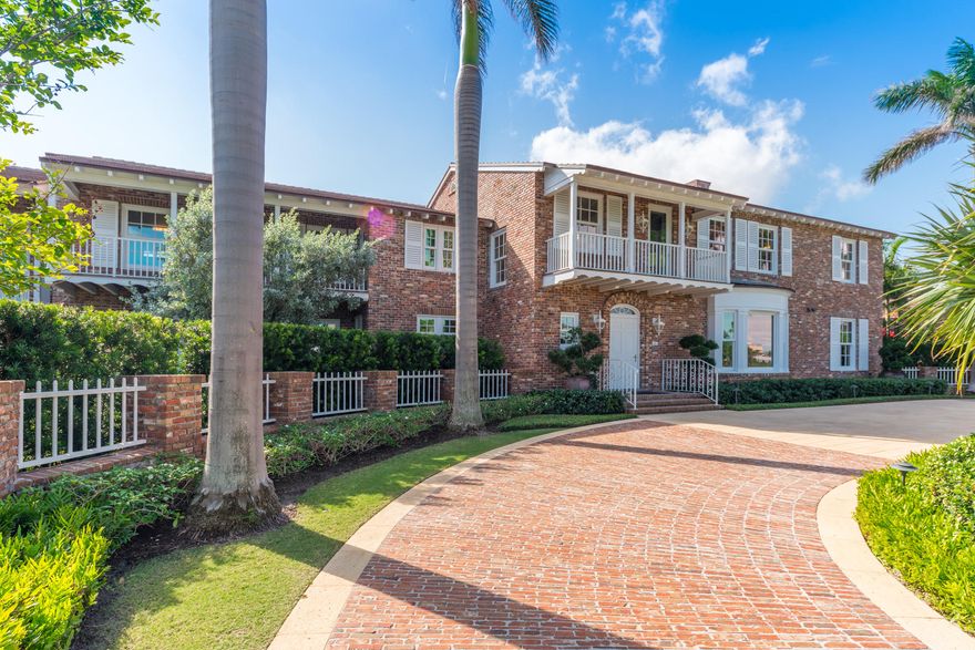 Move right into this totally restored Fatio with utmost quality and detail located in one of Palm Beach's most desirable estate area locations, close to Worth Avenue.  Directly on the intracoastal with expansive water views facing south,  it is sun drenched and offers a sprawling and chic design with 6 bedrooms, 8.5 baths, 2 fireplaces and large elevator.  Features include: a terrace for each bedroom, two kitchens,  a 54' heated pool with piped in music, a Savant system, dock and impact windows/doors. Perfect for entertaining or day to day enjoyment!   This remarkable home is a perfect marriage of space, exceptional finishes and a prized location.