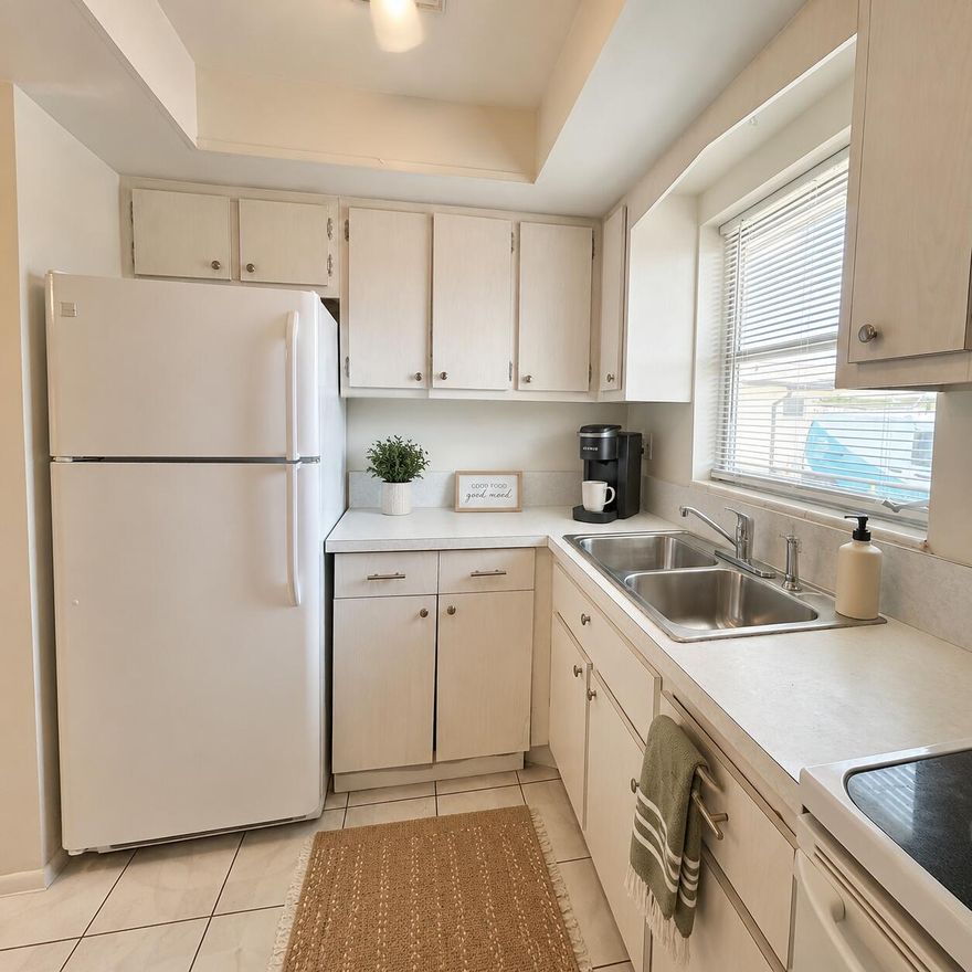 Ashley Villas is a pet friendly 55+ community. Pets allowed up to 35lbs. 1BD/1BA  corner villa located close to the clubhouse. Kitchen features tray ceiling with ceiling fan, portable dishwasher and large window making it light and bright. There is a large coat closet, linen closet and walk in storage closet on the porch. Corner property offers more windows in the bedroom. Large full wall closet and ceiling fan in bedroom. Tile flooring throughout,. Enclosed back porch, patios & bbqs are allowed off the back porch. New electric panel. Common laundry conveniently located in the center of the cul de sac. Maintenance includes water, cable and internet. Amenities include active clubhouse, resort style heated salt water pool, fitness center, billiards, shuffleboard & bocce. Close to beaches!