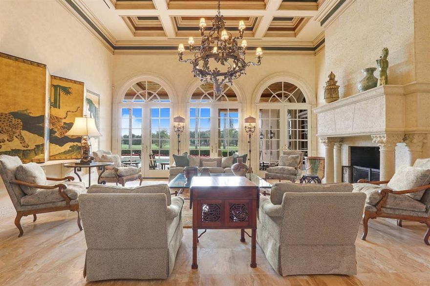 A magnificent Old world charm home with golf course and water views, meticulous landscape, custom painted walls and trim, gas fireplace, 3 car garage, marble and crown molding throughout. Beautifully appointed. 2nd story has loft and 3 bedrooms. Circular driveway. Some items of furniture may be available for quick move.