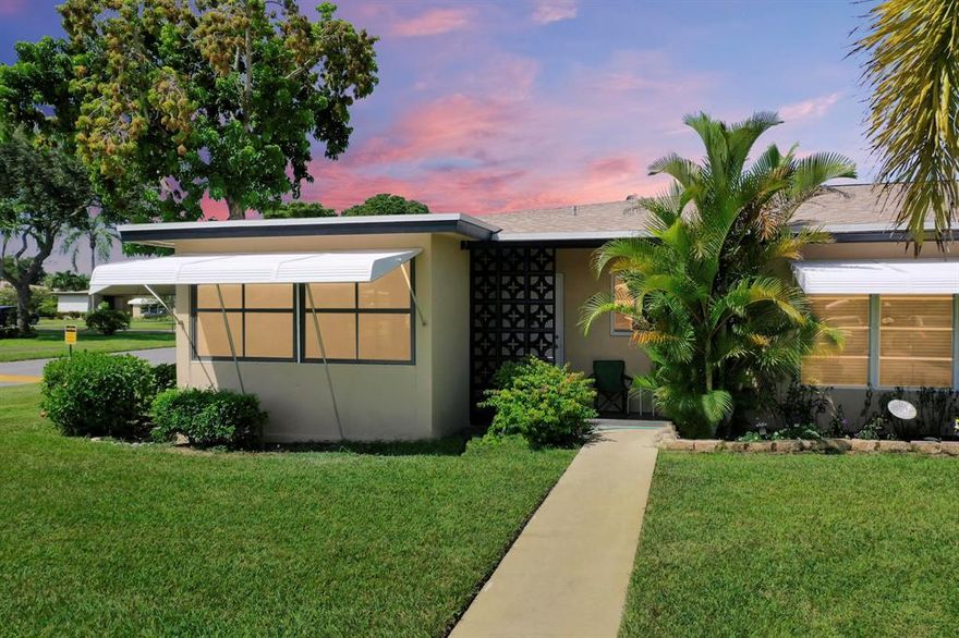 Desirable 2/2 plus Florida room corner villa located in 55 plus community in the perfect location in Delray Beach. Located only 4 miles from the beach and the famous downtown on ''Atlantic Ave''. This unit is freshly painted, tile throughout, bright and spacious. Newer roof. Perfect for a new owner that wants to get into an active and well-managed community that has tons of amenities. Maint. fee of only $395 includ. water, sewer, cable, lawn and roof maintenance, exterior paint & insurance and all of the amenities such pool, tennis, bocce ball, etc. Close to house of worship