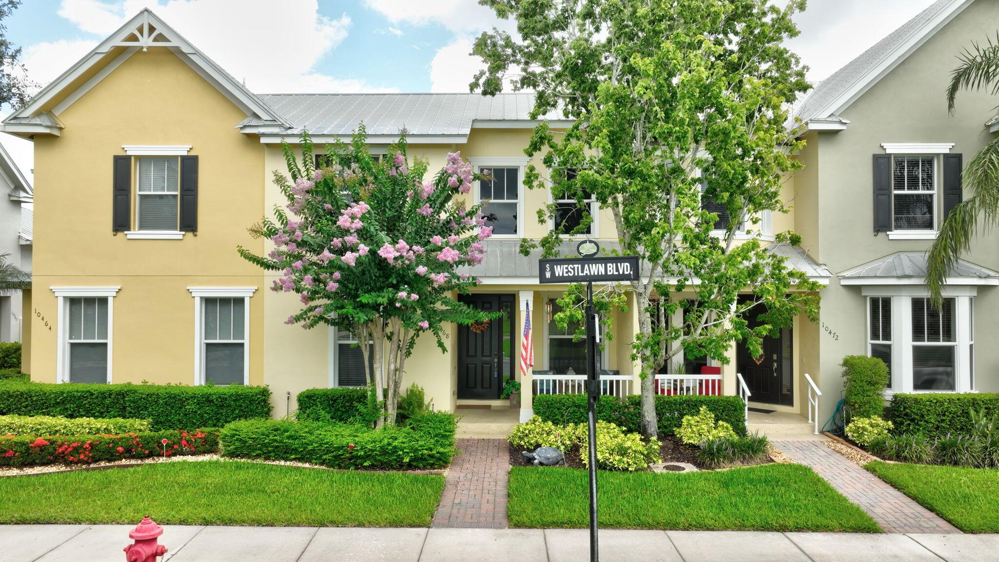 Welcome to Bedford Park! This neighborhood is at the heart of Tradition.This sought-after ''Amberwood'' model offers a perfect blend of comfort, style, and low-maintenance living. Designed with ease and elegance in mind, the home showcases a host of modern upgrades including stainless steel appliances, sleek porcelain tile flooring, and energy-efficient impact windows. Whether you're looking for a seasonal retreat, a full-time residence, or a smart investment, this home checks all the boxes. HOA payment covers lawn maintenance, roof replacement, exterior paint, exterior insurance, roof repairs, internet, alarm, cable and phone landline.