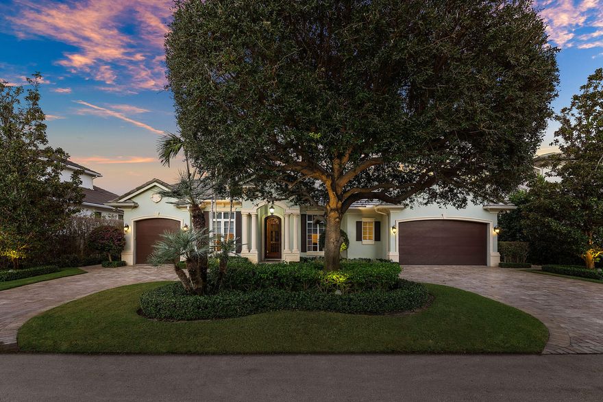 Discover this beautifully finished single-story transitional estate offering just over 4,000 sq ft of elegant living on a quiet street in the prestigious Royal Palm Yacht & Country Club. Built in 2010 and designed for effortless living, the home features an inviting layout, spacious living and dining areas, and a seamless connection to the backyard with east exposure—perfect for morning light and all-day outdoor enjoyment. French doors open to a covered loggia overlooking the pool and raised spa with ample patio space for relaxing or entertaining. Inside, refinements include hardwood flooring, high ceilings, and custom moldings. The gourmet kitchen flows easily into the living spaces, and the private bedroom suites provide true one-level convenience. Additional highlights include a 2-car garage plus golf cart, and the rare benefit of single-story living. A rare opportunity within Boca Raton's premier community.