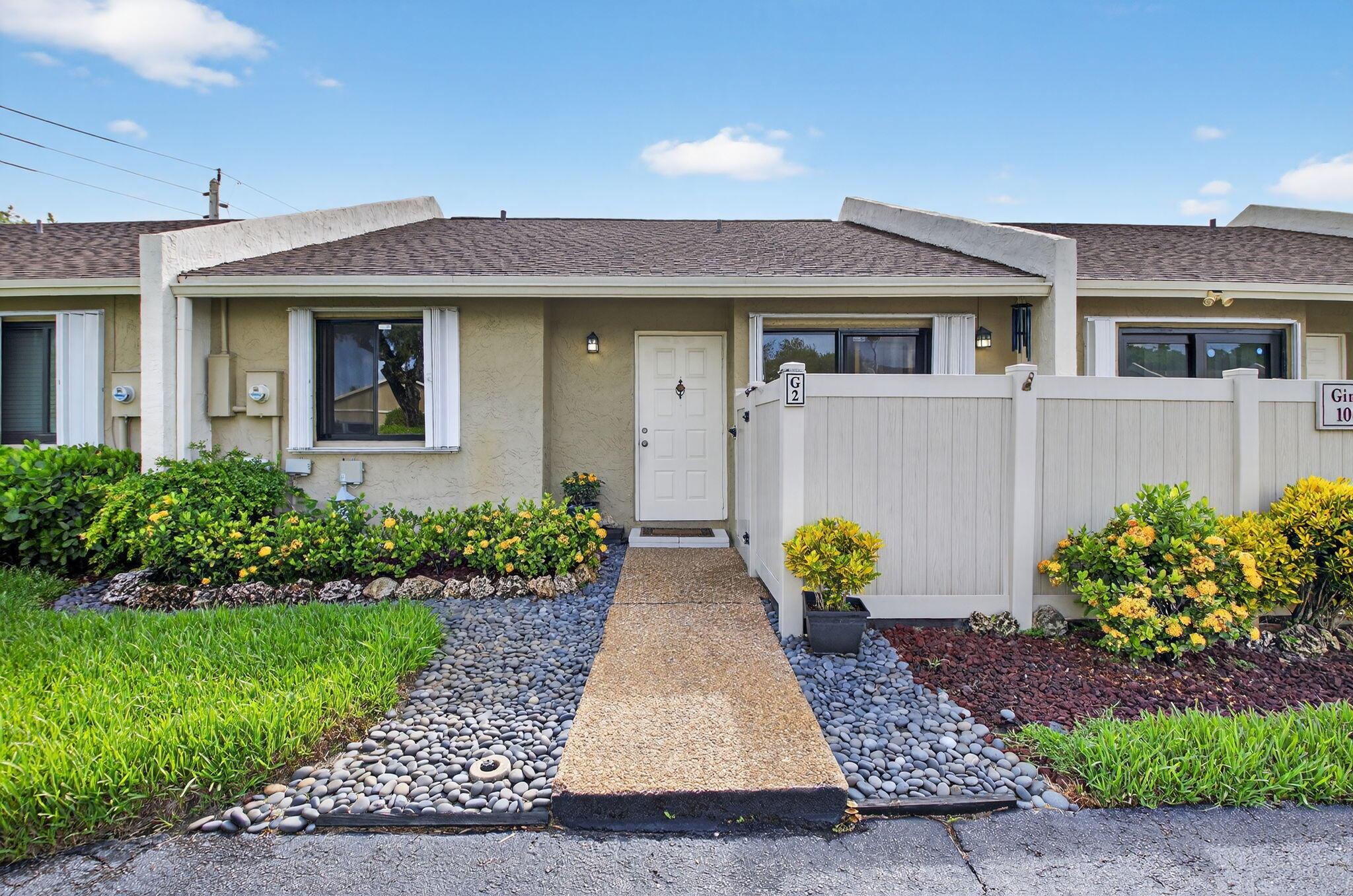 This lovely villa features tile flooring, accordion shutters, and vaulted ceilings for an open feel. The spacious master bedroom boasts a walk-in closet and en-suite bathroom. Enjoy privacy on both the fenced front and rear patios, with the community pool just steps away. Well-maintained by the original owner, this home is a true gem with low HOA fees. You'll be close to shopping, great schools, parks, and places of worship. The seller has already paid the full year of HOA fees, which will be credited to you with an acceptable offer! Roof 2005, A/C 2012, Water Heater 2025.