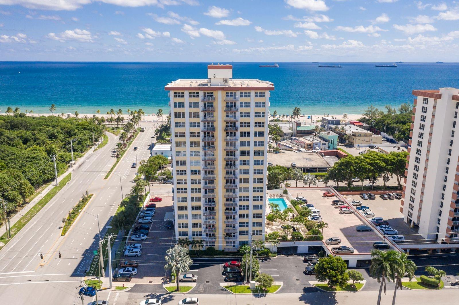 Turnkey studio in the heart of Fort Lauderdale Beach! Located on the 17th floor of Carlton Tower, this updated condo offers a private balcony with ocean and skyline views, brand-new appliances, a Murphy bed, and custom-built-in storage. Close to Hugh Taylor Birch State Park, restaurants, and the sand. Enjoy resort-style amenities including a heated pool, BBQ area, laundry room, assigned parking space, and additional storage. Perfect for full-time living or a stylish beachside retreat. Small pets are welcome with a fee. Building is undergoing aesthetic upgrades scheduled to be completed in November. First, Last & Security Required. Unit is Available now!!!